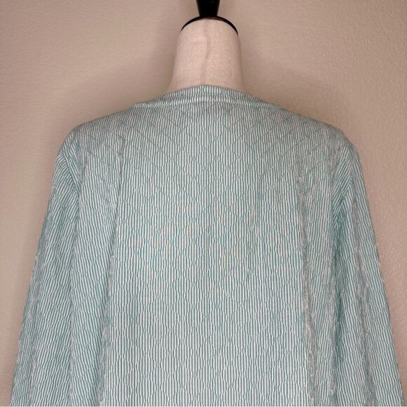 Chico’s Green Striped Diamond Textured Tie Front Shirt - Picture 8 of 12